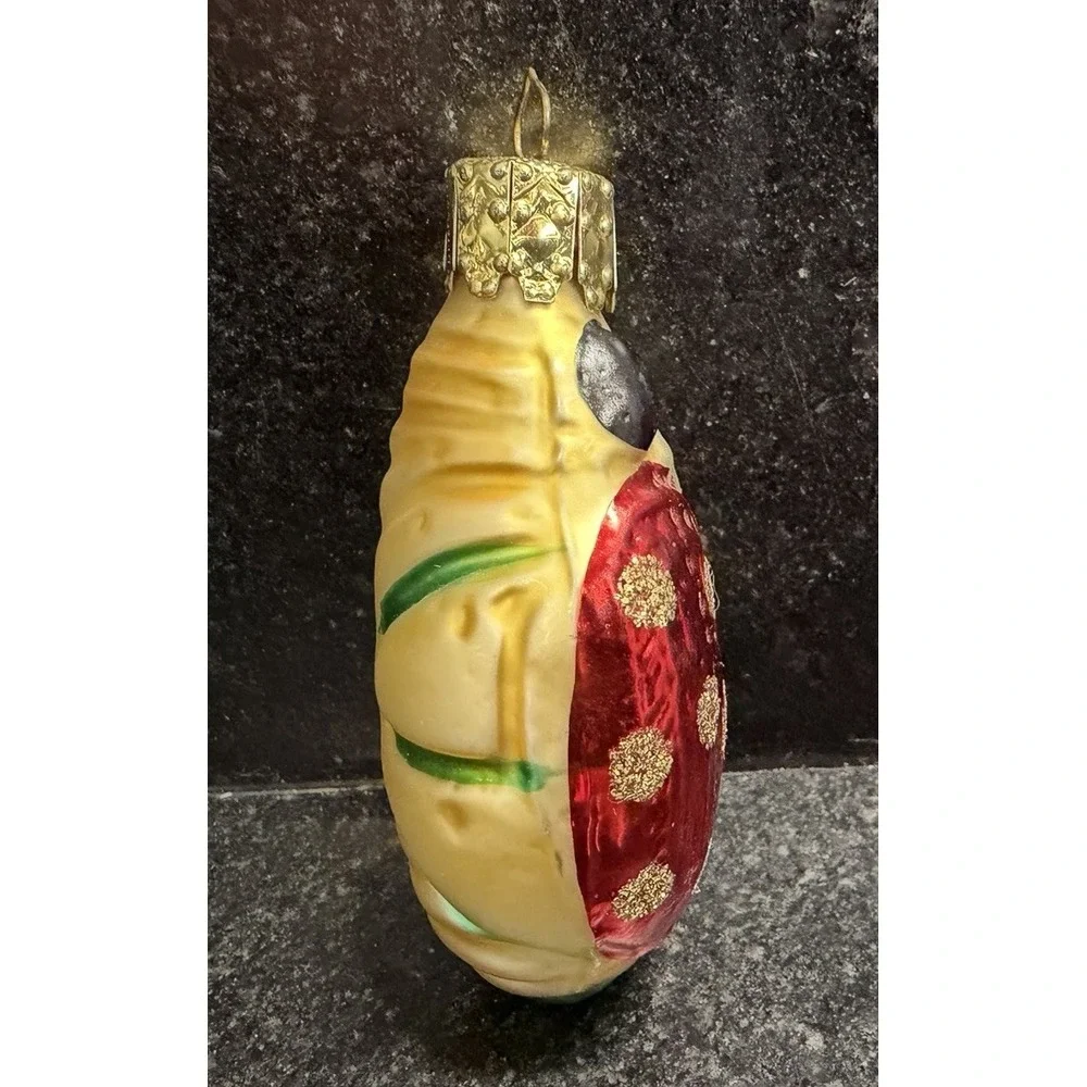 Vintage Christborn Ladybug Glass Christmas Ornament 3